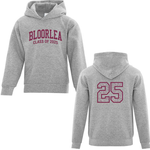 BLL Youth Grad Fleece Hooded Sweatshirt - Grey - Printed (BLL-303-GY)