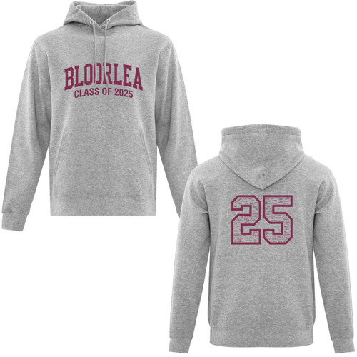 BLL Adult Grad Fleece Hooded Sweatshirt - Grey - Printed (BLL-003-GY)