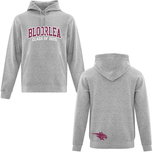 BLL Adult Grad Fleece Hooded Sweatshirt - Grey - Embroidered (BLL-005-GY)