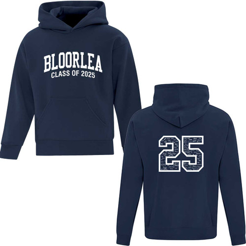 BLL Youth Grad Fleece Hooded Sweatshirt - Navy - Printed (BLL-306-NY)