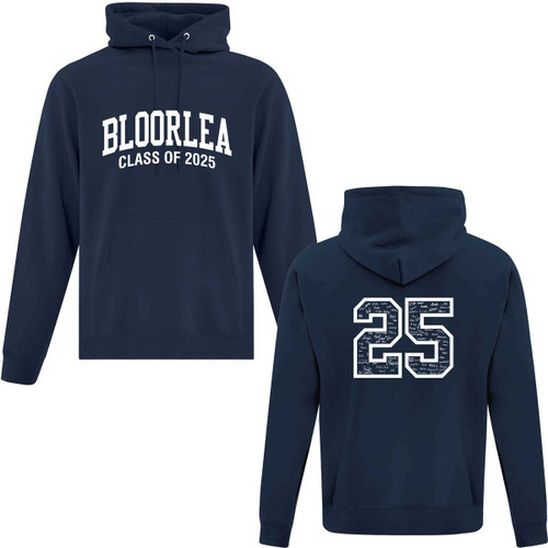 BLL Adult Grad Fleece Hooded Sweatshirt - Navy - Printed (BLL-006-NY)