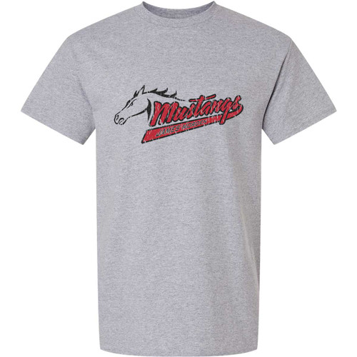 MOR Adult Ultra Cotton T-Shirt with Mustangs Distressed Logo - Sport Grey (MOR-008-SG)