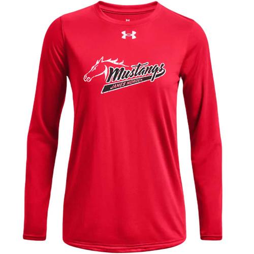 MOR Under Armour Women’s Long Sleeve Tech Team Tee with Mustangs Distressed Logo - Red (Staff) (MOR-234-RE)