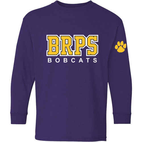 BRS Youth Long Sleeve Cotton T-Shirt with Paw - Purple (BRS-312-PU)