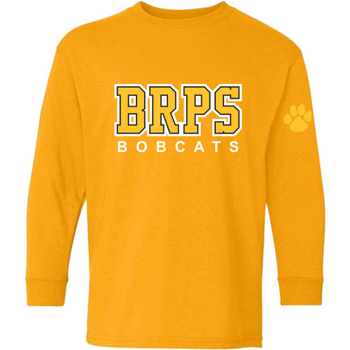 BRS Youth Long Sleeve Cotton T-Shirt with Paw- Gold (BRS-312-GO)