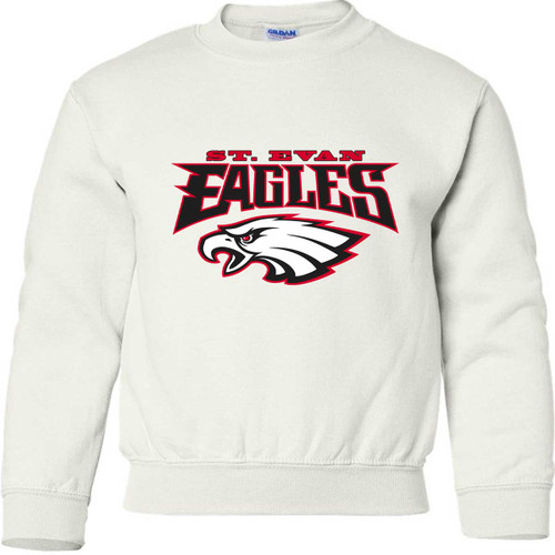 EVN Youth Heavy Blend Crewneck Student Sweatshirt - White (Design 1) (EVN-322-WH)
