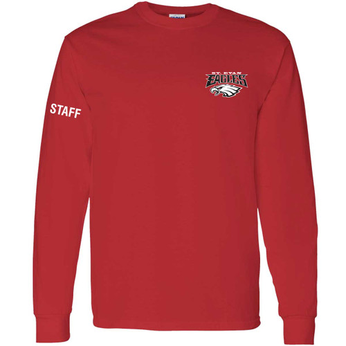 EVN Unisex Heavy Cotton Long Sleeve Staff T-Shirt - Red (Design 1) (EVN-009-RE)