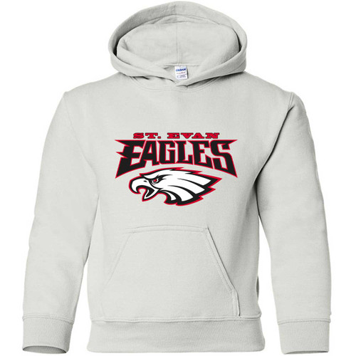 EVN Youth Heavy Blend Hooded Student Sweatshirt - White (Design 1) (EVN-323-WH)