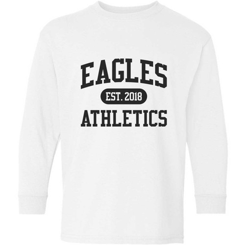 EVN Youth Heavy Cotton Long Sleeve Student T-Shirt - White (Design 2) (EVN-325-WH)