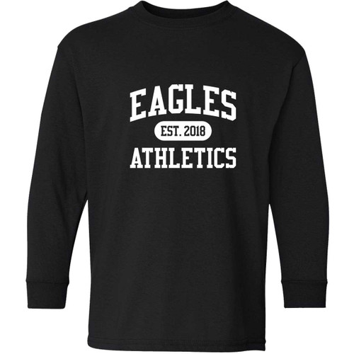EVN Youth Heavy Cotton Long Sleeve Student T-Shirt - Black (Design 2) (EVN-325-BK)