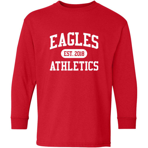 EVN Youth Heavy Cotton Long Sleeve Student T-Shirt - Red (Design 2) (EVN-325-RE)
