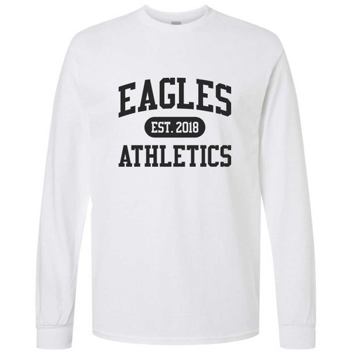 EVN Unisex Heavy Cotton Long Sleeve Student T-Shirt - White (Design 2) (EVN-025-WH)