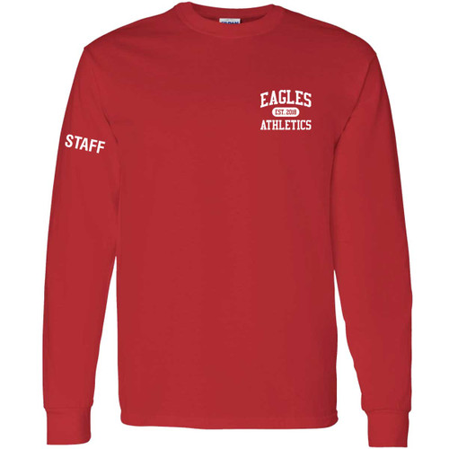 EVN Unisex Heavy Cotton Long Sleeve Staff T-Shirt - Red (Design 2) (EVN-013-RE)