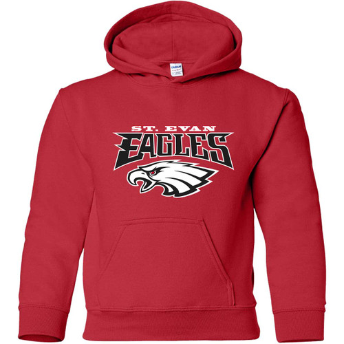 EVN Youth Heavy Blend Hooded Student Sweatshirt - Red (Design 1) (EVN-323-RE)