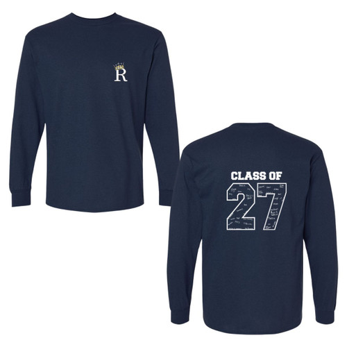 SRE Adult Ultra Cotton Long Sleeve 2027 Grad T-shirt - Navy (SRE-017-NY)