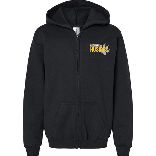LEO Youth Heavy Blend Full Zip Hooded Sweatshirt - Black (LEO-307-BK)