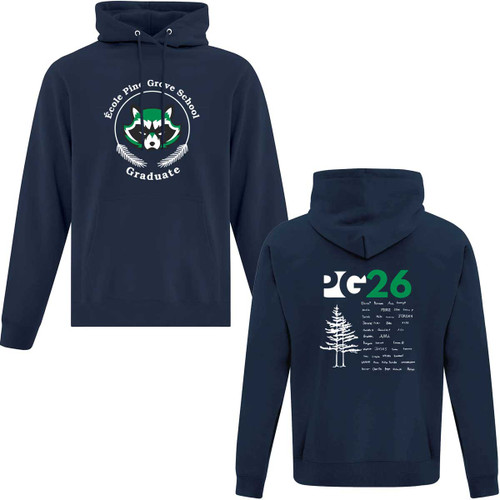 PGS Adult Fleece Grad Hoodie with 2026 Logo - Navy (PGS-012-NY)