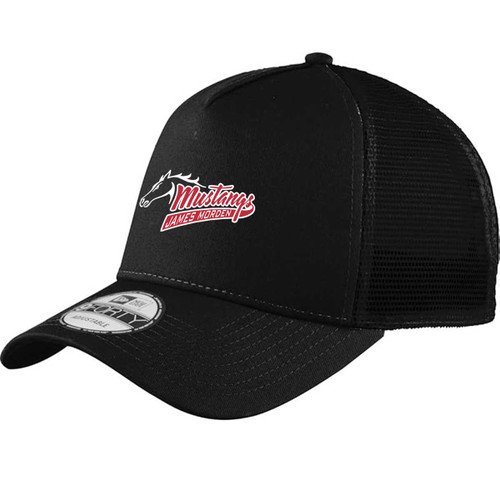 MOR New Era Snapback Trucker Hat with New Mustangs Hat Logo - Black (MOR-054-BK.SN-NE205-BLA-OS)