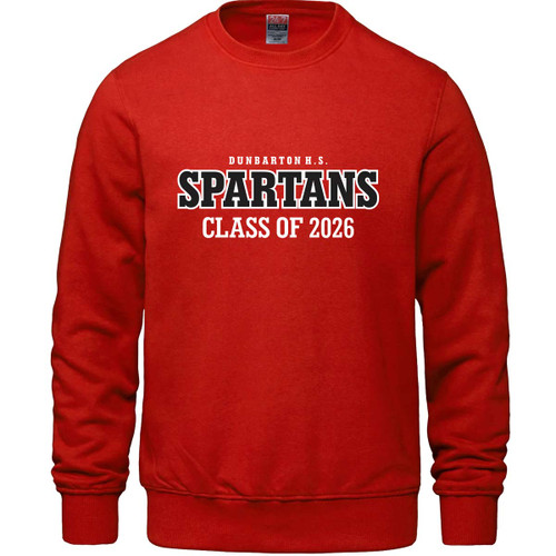 DUN Adult Grad Crewneck Sweatshirt with 2026 Design - Red (DUN-409-RE)