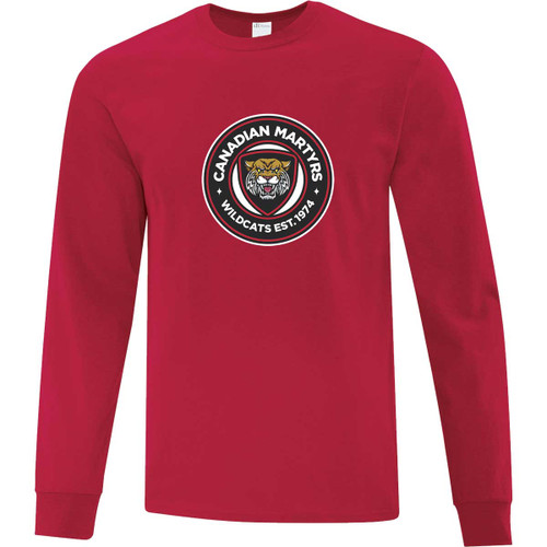 CMC Adult Everyday Cotton Long Sleeve Tee - Red (CMC-002-RE)