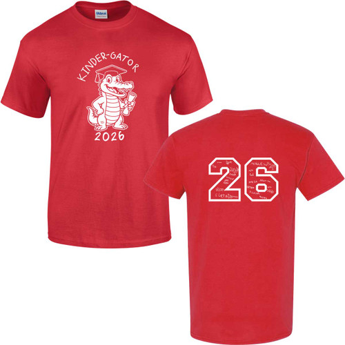 BGS Kindergarten Adult Grad T-Shirt with 2026 Design - Red (BGS-004-RE) 