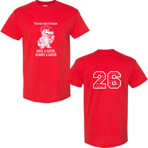 BGS Grade 5 Youth Grad T-Shirt with 2026 Design - Red (BGS-305-RE)