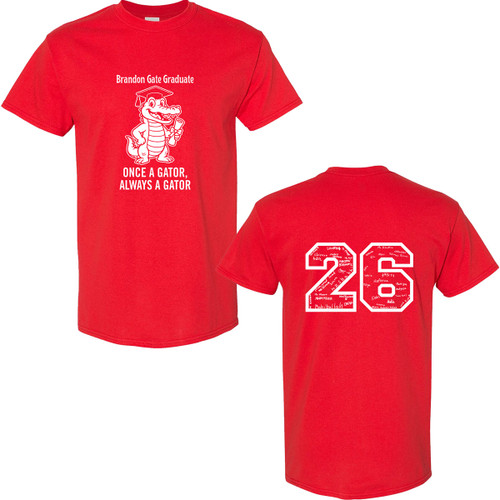 BGS Grade 5 Youth Grad T-Shirt with 2026 Design - Red (BGS-305-RE)
