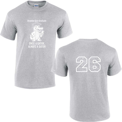 BGS Grade 5 Adult Grad T-Shirt with 2026 Design - Sport Grey (BGS-005-SG)