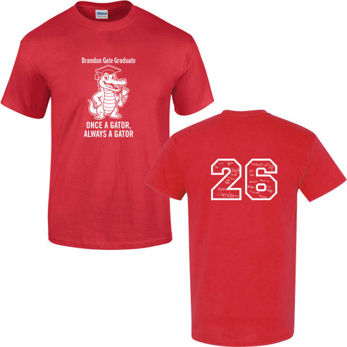 BGS Grade 5 Adult Grad T-Shirt with 2026 Design - Red (BGS-005-RE)