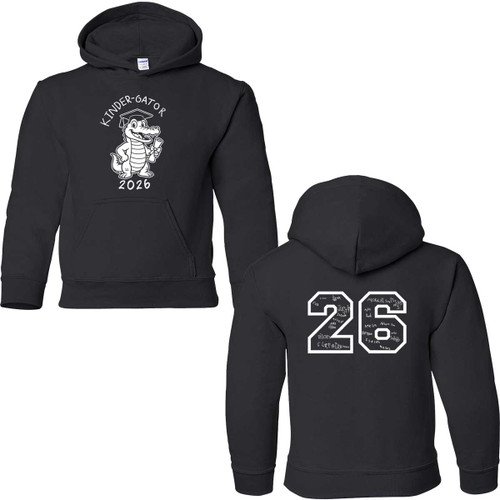 BGS Kindergarten Youth Heavy Blend Grad Hoodie with 2026 Design - Black (BGS-306-BK)