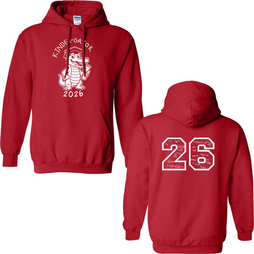BGS Kindergarten Adult Heavy Blend Grad Hoodie with 2026 Design - Red (BGS-006-RE)