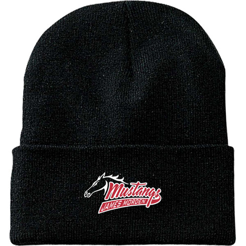 MOR Adult Everyday Knit Cuff Toque with New Mustangs Hat Logo - Black (MOR-060-BK.SN-C100-BLA-OS)