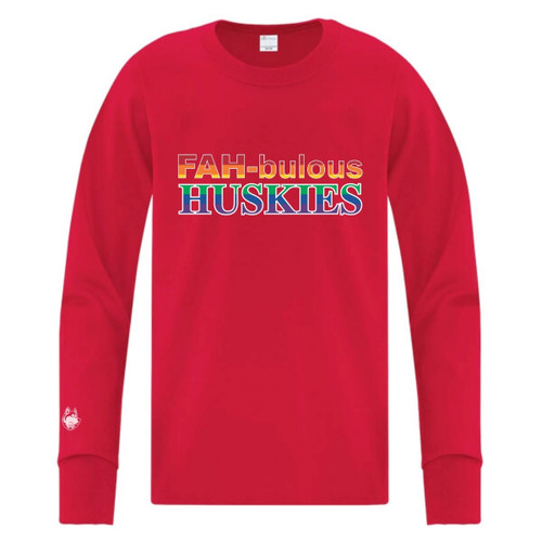 FAH Youth Everyday Long Sleeve T-Shirt with Multi-Colour Logo - Red (FAH-318-RE)
