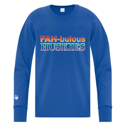 FAH Youth Everyday Long Sleeve T-Shirt with Multi-Colour Logo - Royal Blue (FAH-318-RO)