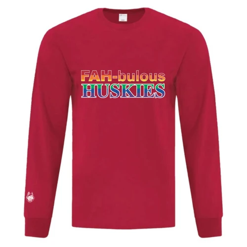 FAH Adult Everyday Long Sleeve T-Shirt with Multi-Colour Logo - Red (FAH-018-RE)