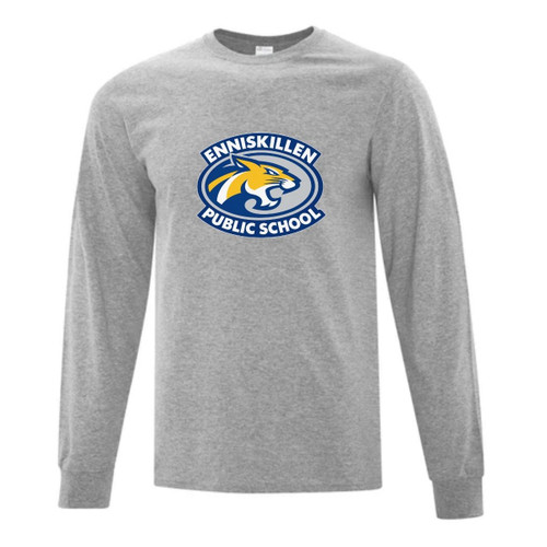 ENN Youth Everyday Cotton Long Sleeve Tee - Athletic Heather (ENN-302-AH) 