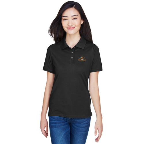 Harriton Lady’s Easy Blend Poly-Cotton Blend Polo - Black (LBP-210-BK)