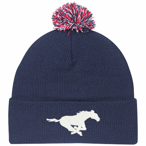 JMC AJM Acrylic Cuff Toque Pom Pom Jersey knit - Navy/Red/White (JMC-051-NV.AJ-9E064M-NVRDWH-OS)