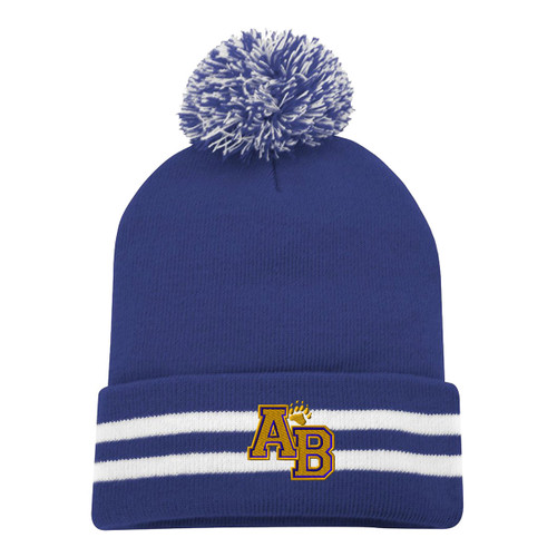 ABJ ATC Adult Striped Cuff Pom Pom Toque - Royal (ABJ-051-RO.SN-C1202-ROWH-OS)