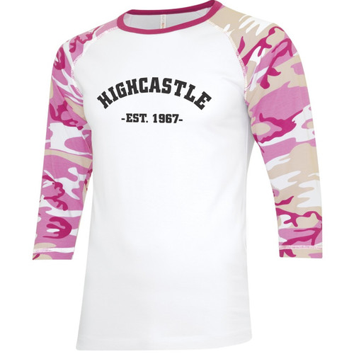 HIG Adult Ring Spun Baseball Tee - White/Pink Camo (HIG-008-WP)