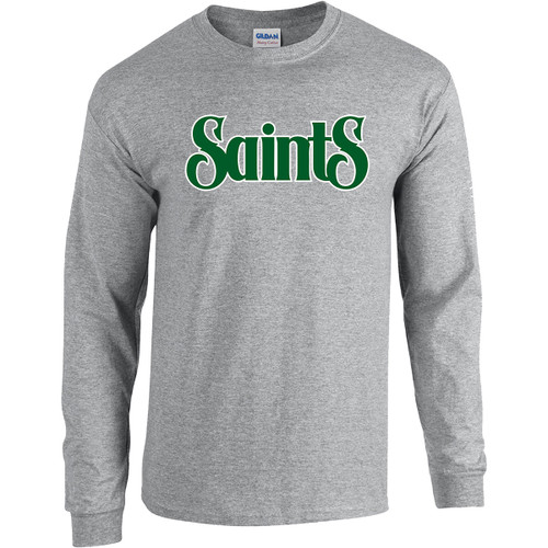 SPE Adult Heavy Cotton Long Sleeve Tee With Saints logo - Sport Grey (SPE-006-SG)