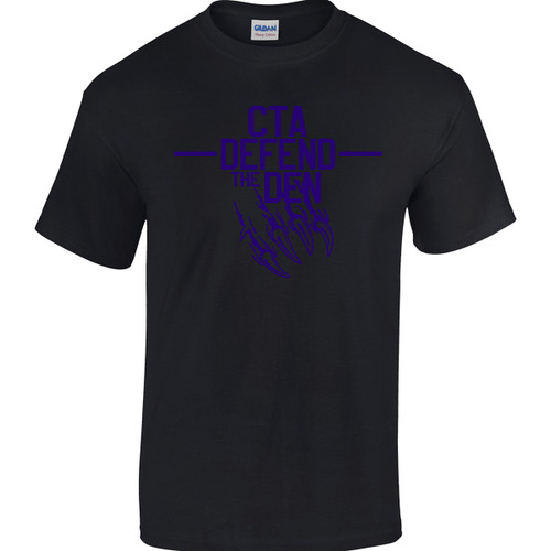 CTA Adult Heavy Cotton Short Sleeve “Defend the Den” T-Shirt - Black (CTA-001-BK)
