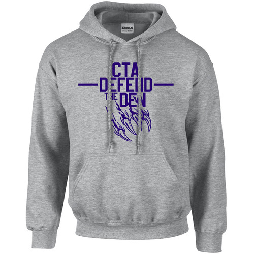CTA Adult Heavy Adult “Defend the Den” Hooded Sweatshirt - Sport Grey (CTA-003-SG)