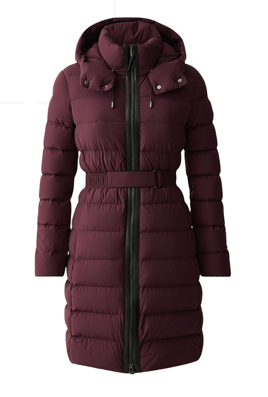 Mackage Women's 'Ashley' Hooded Coat with Belt | Color Wine | Size S
