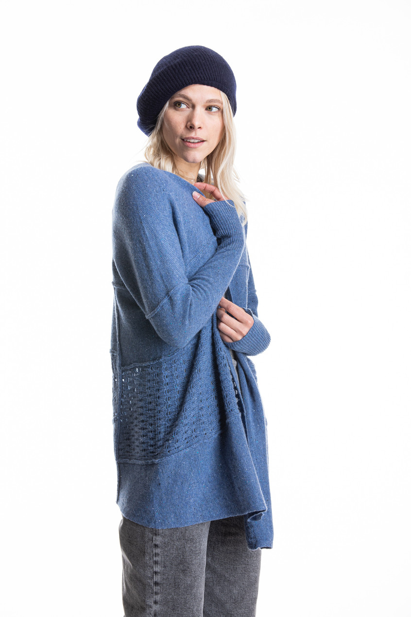 Paychi Guh Lace Panel Cardigan | Color Denim | Size S/M
