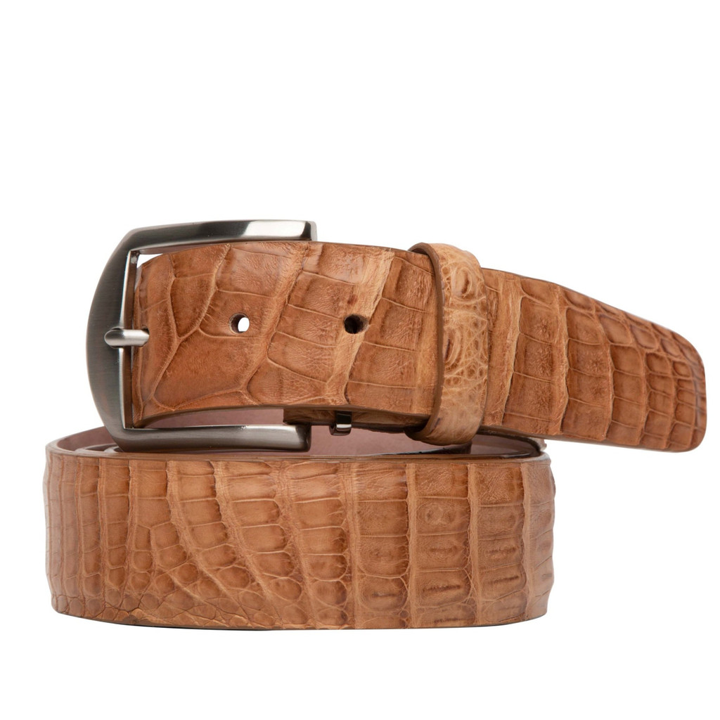 L.E.N. Belts Tan Caiman Crocodile 40MM 