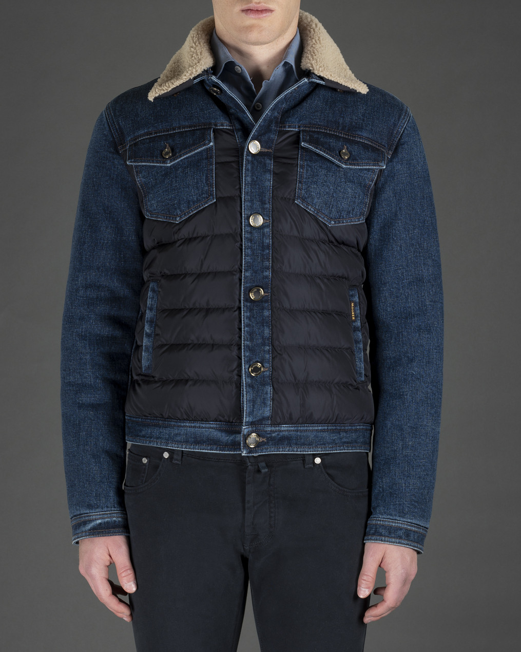 Moorer padded denim gilet - Blue