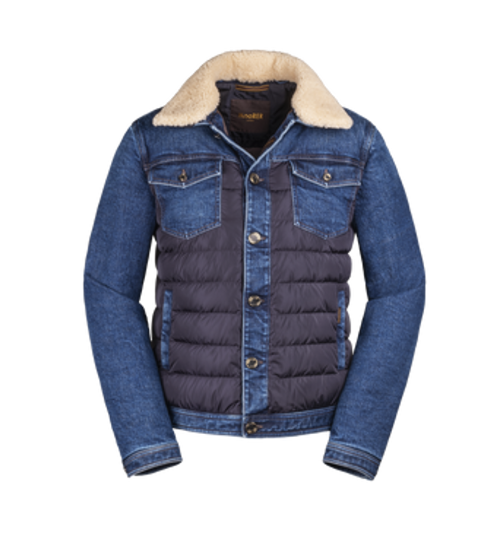 Moorer button-down padded coat - Blue