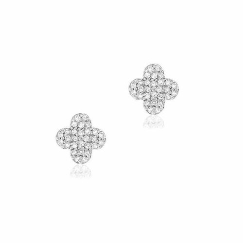 LIVEN CO. CLOVER PAVE POST EARRINGS LIVEN CO. CLOVER PAVE POST EARRINGS