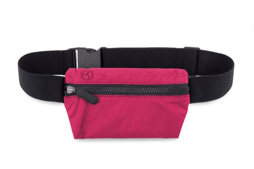 Front view of Hi Love Travel fanny pack. This fanny pack is with an adjustable strap and exterior rubber tab to feed headphones wire through. Front view of Hi Love Travel fanny pack. This fanny pack is with an adjustable strap and exterior rubber tab to feed headphones wire through.